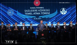 The Turkish president lays the foundation stone for the first bridges of the new Istanbul Canal