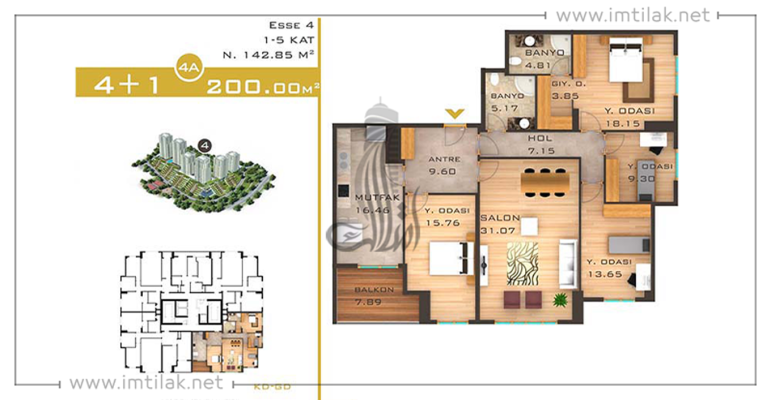 Купить Дом в Турции, Стамбул - Нур Стамбул Проект IMT-64 | Планировки квартир
