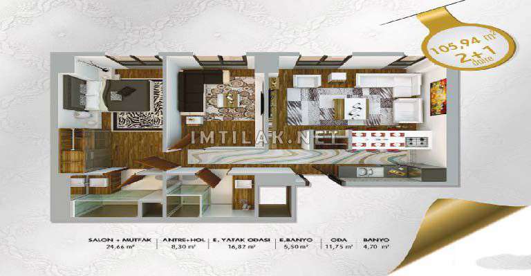 Квартиры на продажу в европейской части Стамбула - Панорама залива IMT - 211 | Планировки квартир
