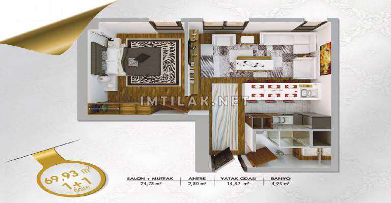 Квартиры на продажу в европейской части Стамбула - Панорама залива IMT - 211 | Планировки квартир