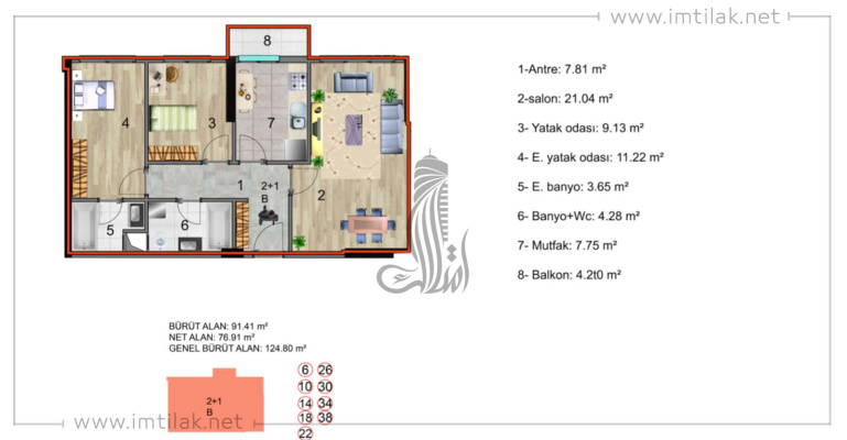 Голубой сад ИМТ - 262 | Планировки квартир