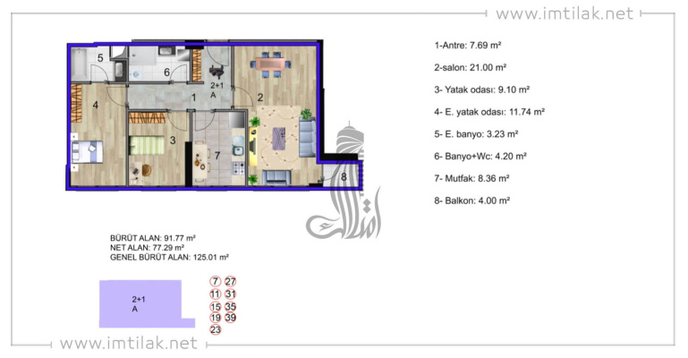 Голубой сад ИМТ - 262 | Планировки квартир